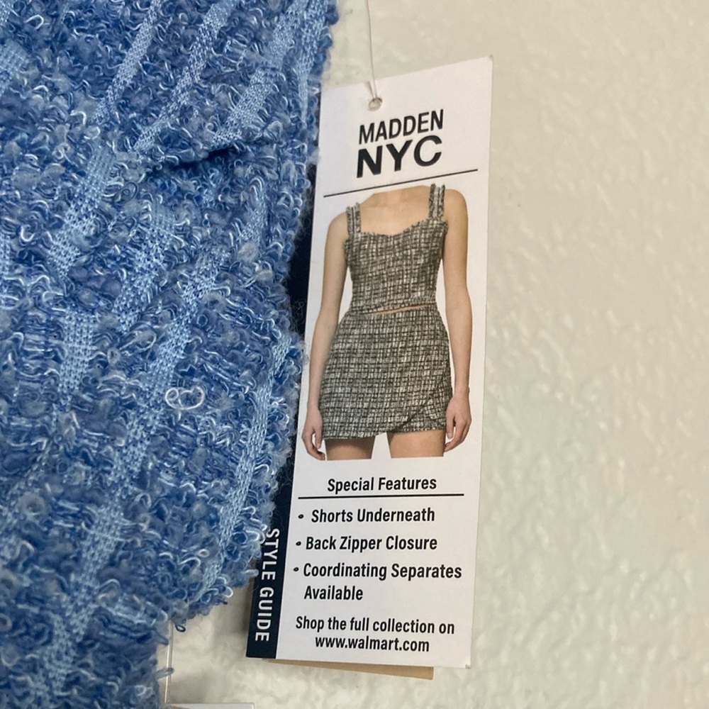 ⭐️ NEW Madden NYC Blue Textured Crop Top & Skort 2 piece Set